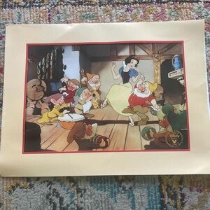 Disney Vibrant Snow White and Dwarfs Art Lithograph